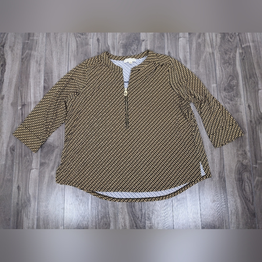 Michael Kors Gold Chain Blouse Long Sleeve Plus Size 2X